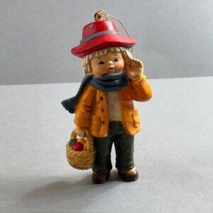 Vintage Anri Ferrandiz Italy Hand Carved Christmas Ornament Figurine Basket A1